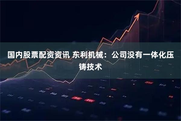 国内股票配资资讯 东利机械：公司没有一体化压铸技术