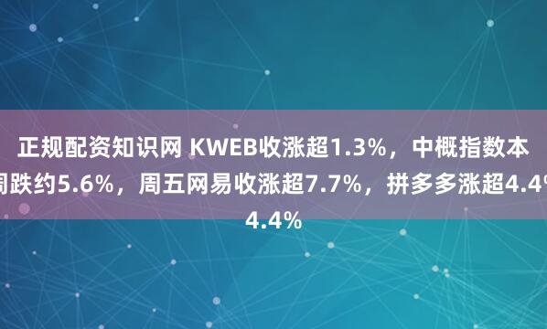正规配资知识网 KWEB收涨超1.3%，中概指数本周跌约5.6%，周五网易收涨超7.7%，拼多多涨超4.4%